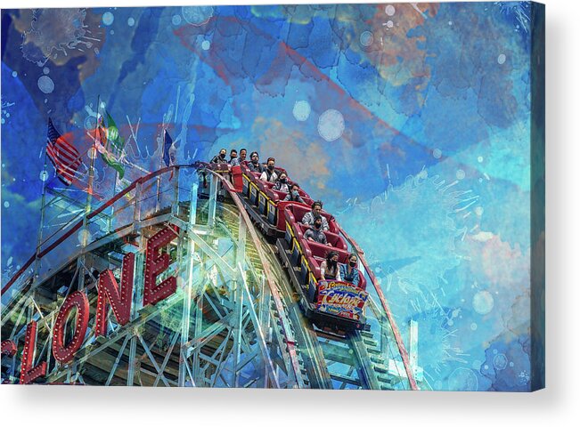 Coney Island Acrylic Print featuring the photograph Roller Coaster Rush by Cate Franklyn