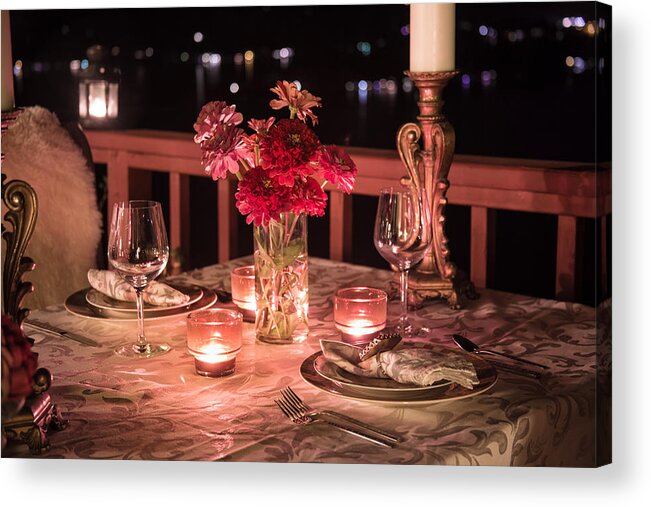Atmosphere Acrylic Print featuring the photograph Romantic Dining at Night by Bjorn Bakstad