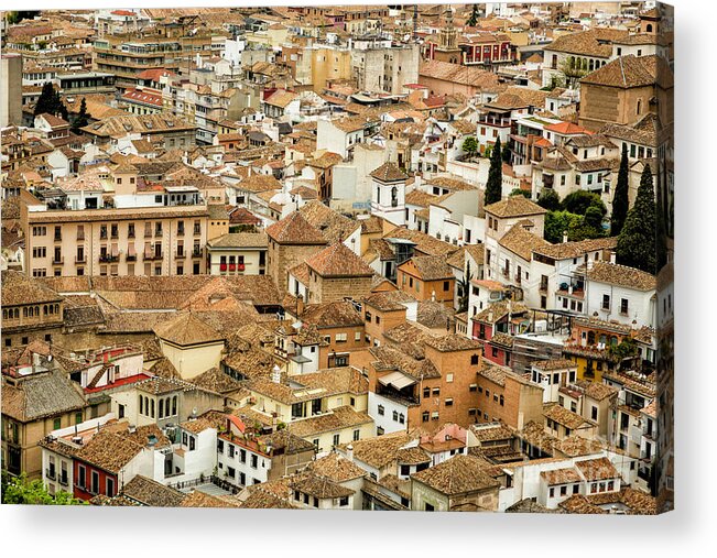 Spain Acrylic Print featuring the photograph Rooftops Granada City by Timothy Hacker