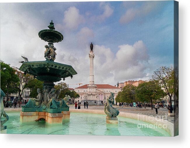 Lisbon Acrylic Print featuring the photograph Rossio Square, Lisbon by Anastasy Yarmolovich