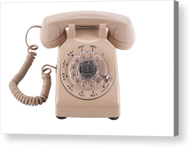 White Background Acrylic Print featuring the photograph Rotary telephone by Thomas Northcut