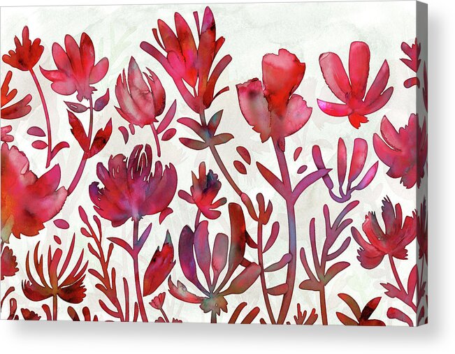 Floral Acrylic Print featuring the painting Ruby Rapture by Delores Naskrent