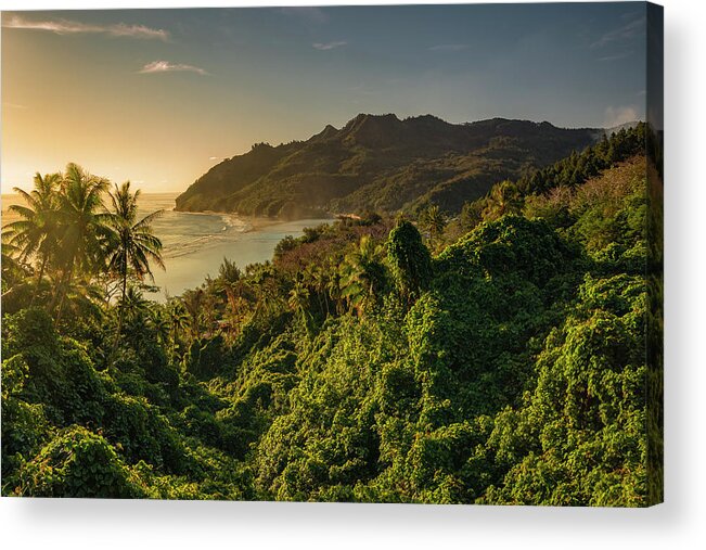 Rurutu Acrylic Print featuring the photograph Rurutu at sunset by Olivier Parent