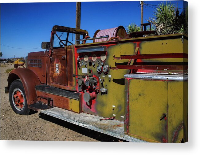 Gold Point Acrylic Print featuring the photograph Rustic Fire Truck Gold Point Nevada by Garry Gay