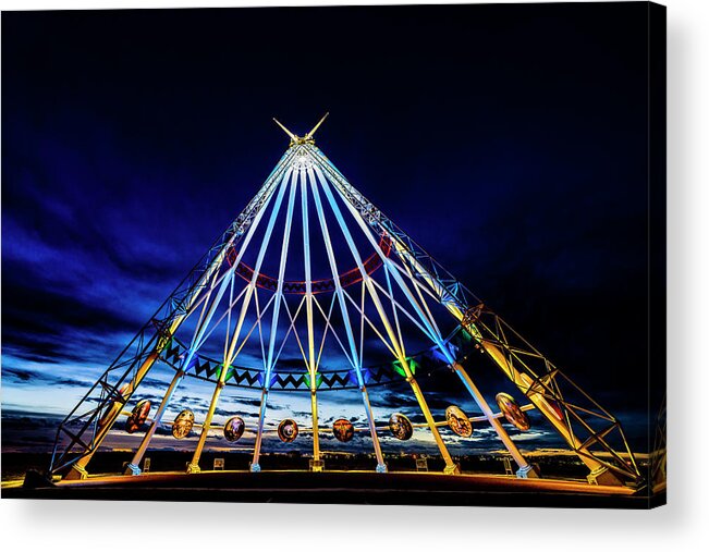Teepee Acrylic Print featuring the photograph Saamis Teepee Sunset by Darcy Dietrich