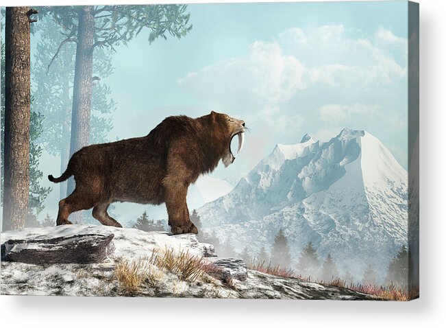  Saber-toothed Acrylic Print featuring the digital art Saber Tooth Roar by Daniel Eskridge