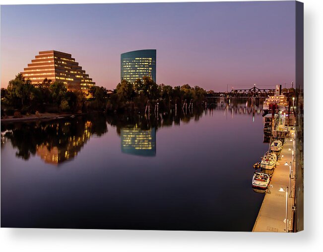 Sunset Acrylic Print featuring the photograph Sacramento Riverfront Sunset by Gary Geddes