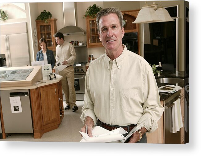 White People Acrylic Print featuring the photograph Salesman in home improvement store by Comstock Images