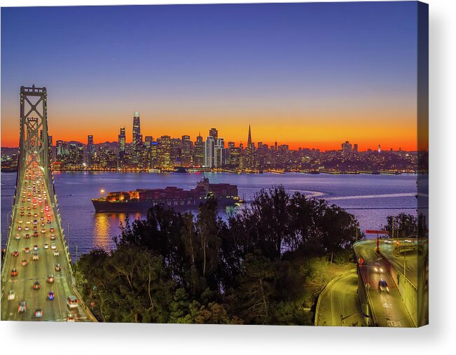 Bay Area Acrylic Print featuring the photograph San Francisco Bay Barge by Scott McGuire