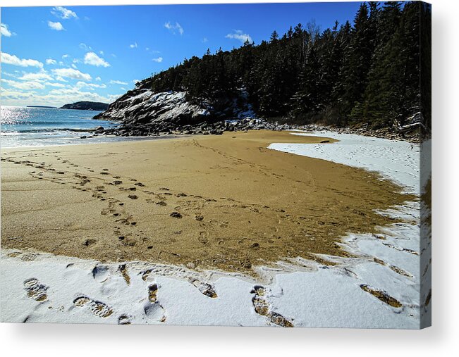 Acadia Acrylic Print featuring the photograph Sand Beach in Acadia National Park by George Kenhan