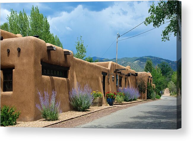 Arch Acrylic Print featuring the photograph Santa Fe Adobe Houses on Upper Canyon Road by Ivanastar