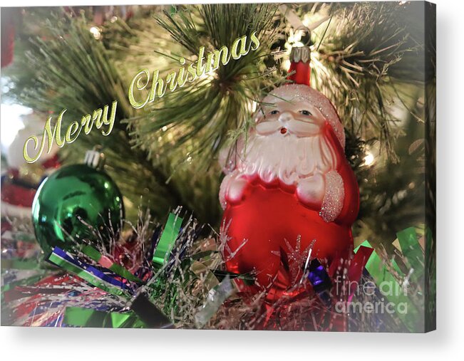 Merry Acrylic Print featuring the photograph handblown glass Santa ornament by Darrell Foster