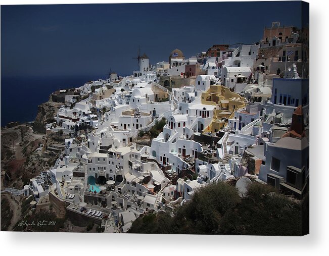 Landscape Acrylic Print featuring the photograph Santorini color by Aleksander Rotner
