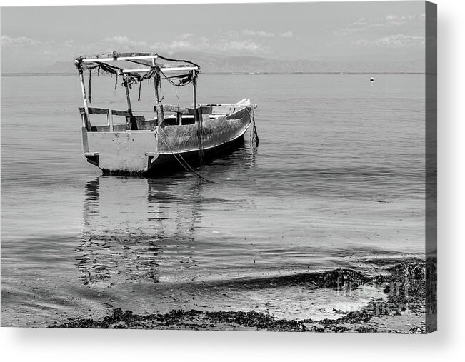 Boat Acrylic Print featuring the photograph Scene from Timor-Leste 34bw by Werner Padarin