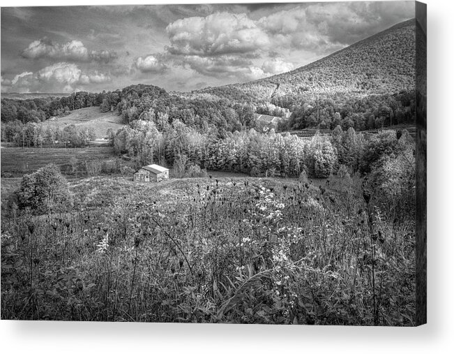 Barns Acrylic Print featuring the photograph Scenic Overlook along the Creeper Trail Damascus Virginia Black by Debra and Dave Vanderlaan
