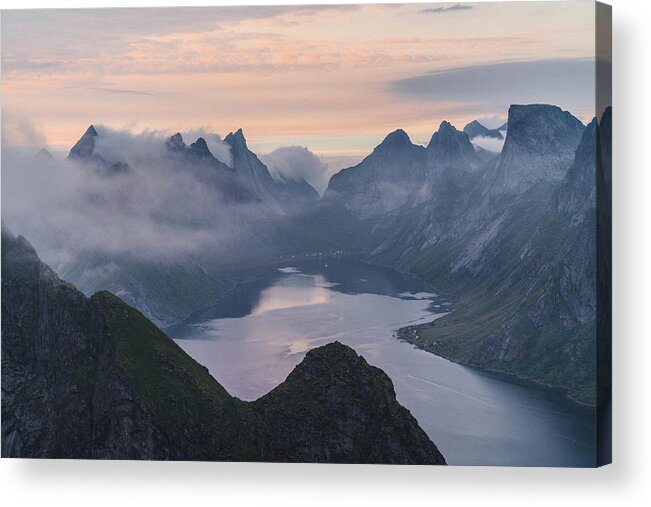 Tranquility Acrylic Print featuring the photograph Scenic view of fjord in Norway by Oleh_Slobodeniuk