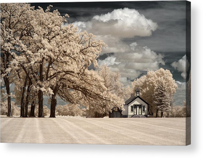 Cooksville Acrylic Print featuring the photograph School's Out Forever - One room schoolhouse in Cooksville Wisconsin by Peter Herman
