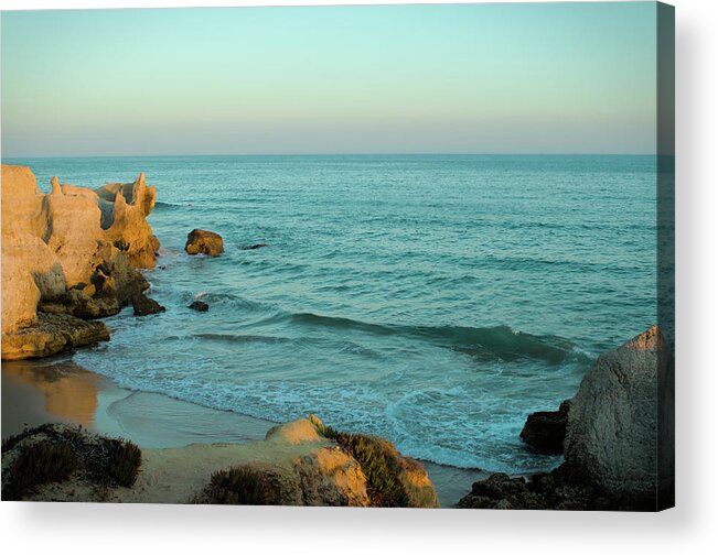 Algarve Acrylic Print featuring the photograph Seascape Over the Cliffs in Gale by Angelo DeVal