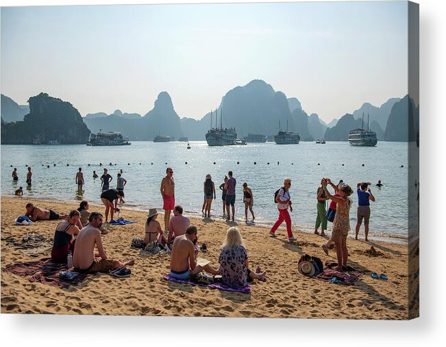 Northern Vietnam Acrylic Print featuring the photograph Seashore in Dao Di Top, Halong Bay, Northern Vietnam by Dubi Roman