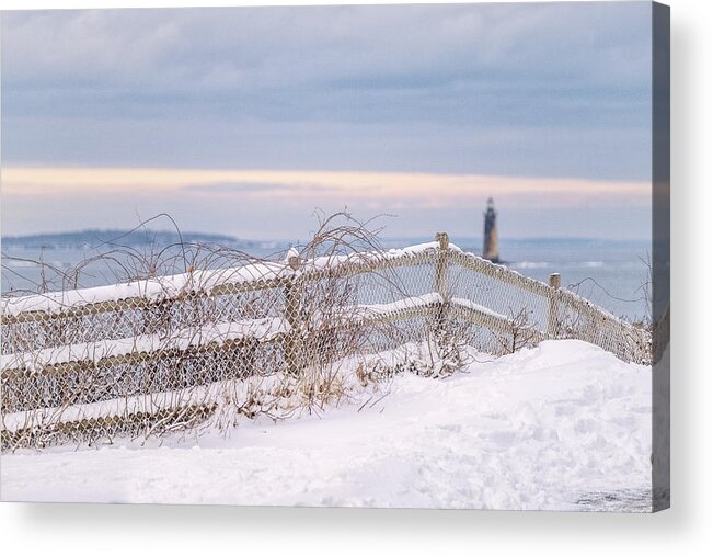 Cape Elizabeth Acrylic Print featuring the photograph Seaside Fences by Jeff Sinon