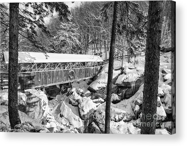 Lincoln Acrylic Print featuring the photograph Sentinel Pine Covered Bridge - Franconia Notch State Park New Hampshire USA by Erin Paul Donovan