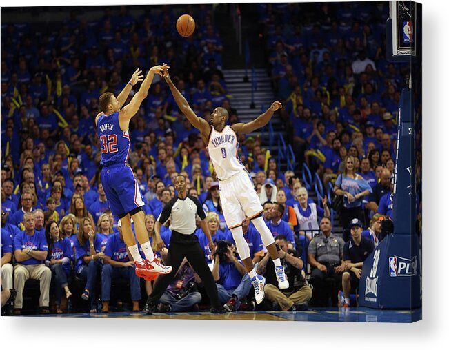 Playoffs Acrylic Print featuring the photograph Serge Ibaka and Blake Griffin by Ronald Martinez