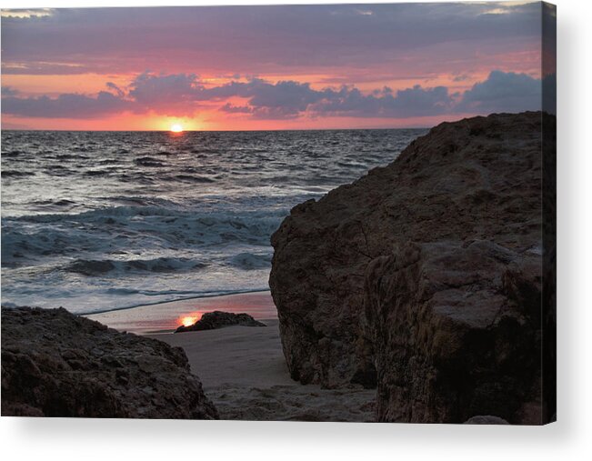 Beach Acrylic Print featuring the photograph Setting Sun Dipping Below the Horizon by Matthew DeGrushe