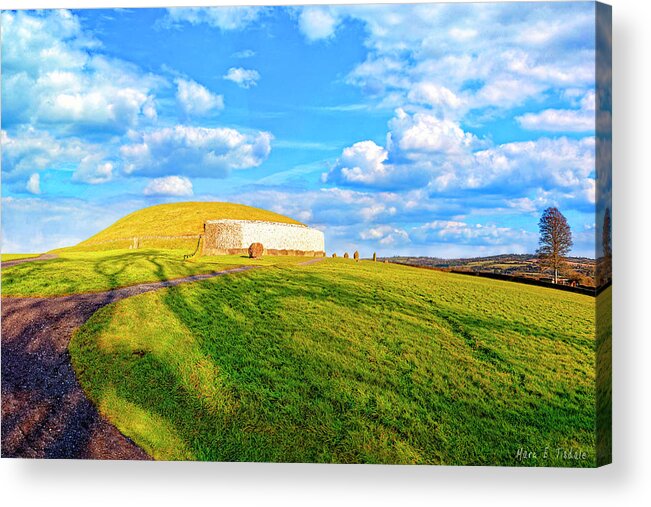 Shadows Fall Acrylic Print featuring the photograph Shadows Fall on Newgrange in Ireland by Mark E Tisdale