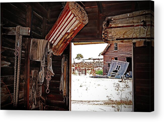  Acrylic Print featuring the digital art Sharp Ranch, Tack Room by Fred Loring