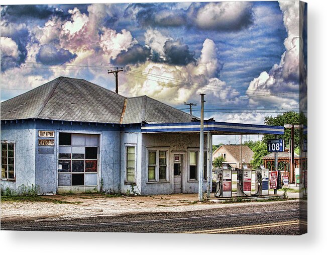 Gas Station Acrylic Print featuring the digital art Sign of the Times by Brad Barton