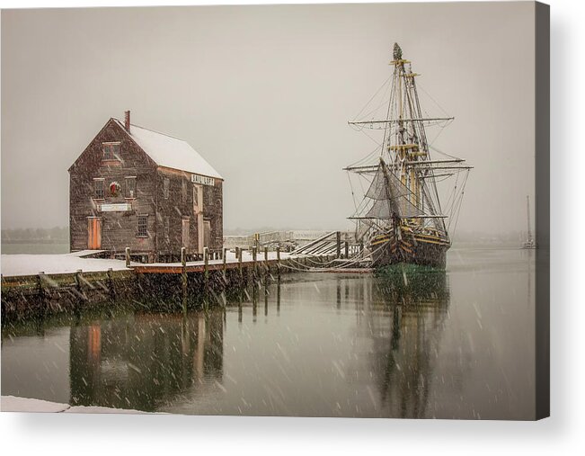 Salem Acrylic Print featuring the photograph Silently the snow falls. by Jeff Folger