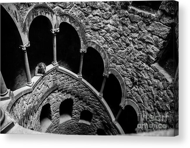 Black And White Acrylic Print featuring the photograph Sintra Tower by Naomi Maya