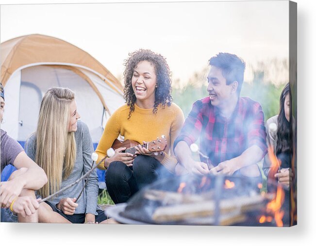 Camping Acrylic Print featuring the photograph Sitting Around The Campfire by FatCamera