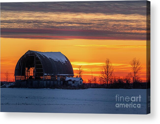 Skeletal Acrylic Print featuring the photograph Skeletal Barn at Sunset by Amfmgirl Photography