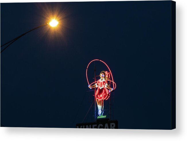Neon Acrylic Print featuring the photograph Skipping Girl by Leigh Henningham
