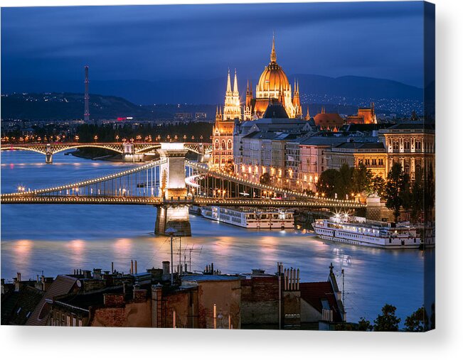 Hungarian Parliament Building Acrylic Print featuring the photograph Skyline, Budapest, Hungary by Joe Daniel Price