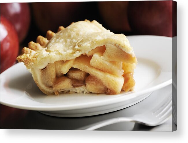 Baked Pastry Item Acrylic Print featuring the photograph Slice of apple pie by EasyBuy4u