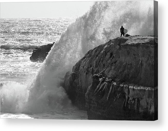  Acrylic Print featuring the photograph Small Surfer, Big Wave by Carla Brennan