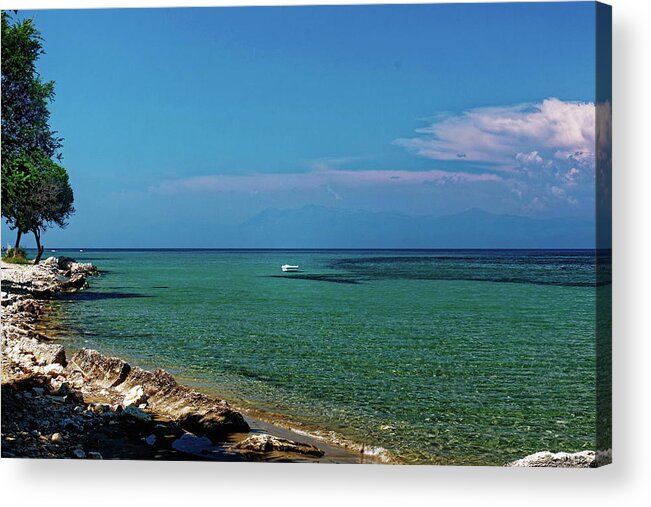 White Boat Acrylic Print featuring the photograph Small White Boat by Jeff Townsend