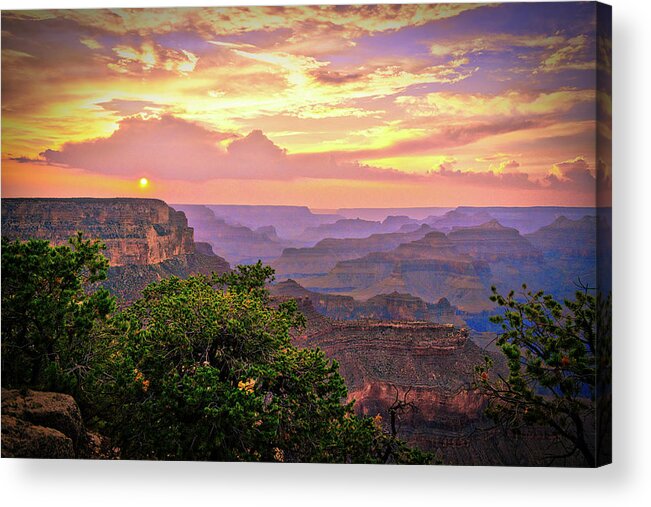 Grand Canyon Acrylic Print featuring the photograph Smoky Grand Canyon Sunset by Chance Kafka