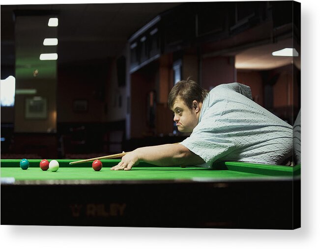 Pub Acrylic Print featuring the photograph Snooker Player by SolStock