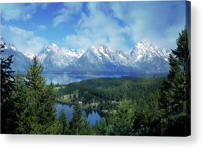 Clouds Acrylic Print featuring the photograph Snow Covered Grand Tetons by Russ Considine