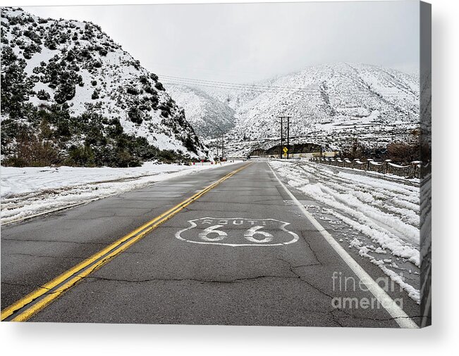 Snow Acrylic Print featuring the photograph Snow on Route 66 by Eddie Yerkish