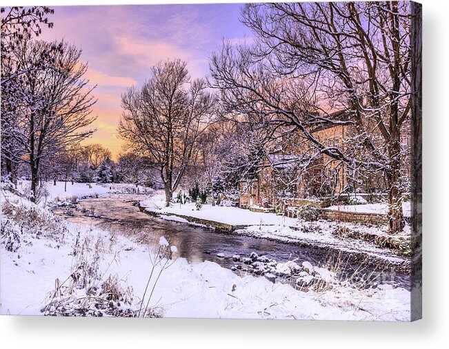Uk Acrylic Print featuring the photograph Snow On The River Banks, Gargrave by Tom Holmes Photography