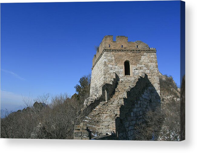 Chinese Culture Acrylic Print featuring the photograph snow over the Great Wall by MOAimage