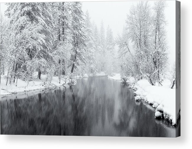 Destinations Acrylic Print featuring the photograph Snow Storm Bw by Jonathan Nguyen
