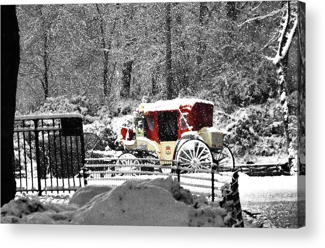 Snowfall Acrylic Print featuring the photograph Snowy Night - A Central Park Impression by Steve Ember
