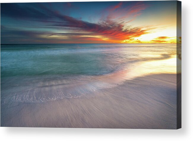 Beach Acrylic Print featuring the photograph Soft Waves at Sunset by Mike Whalen