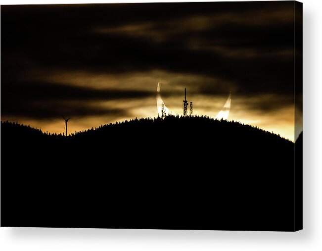 Vermont Acrylic Print featuring the photograph Solar Eclipse and Burke Mtn by Tim Kirchoff