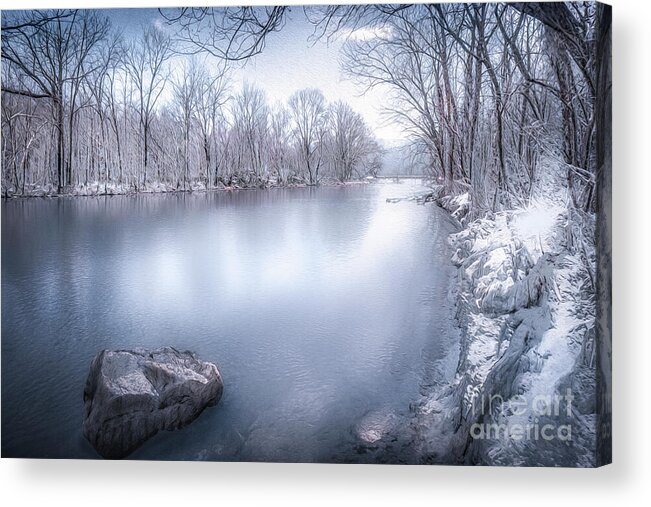 Snow Acrylic Print featuring the photograph South Holston in Winter by Shelia Hunt